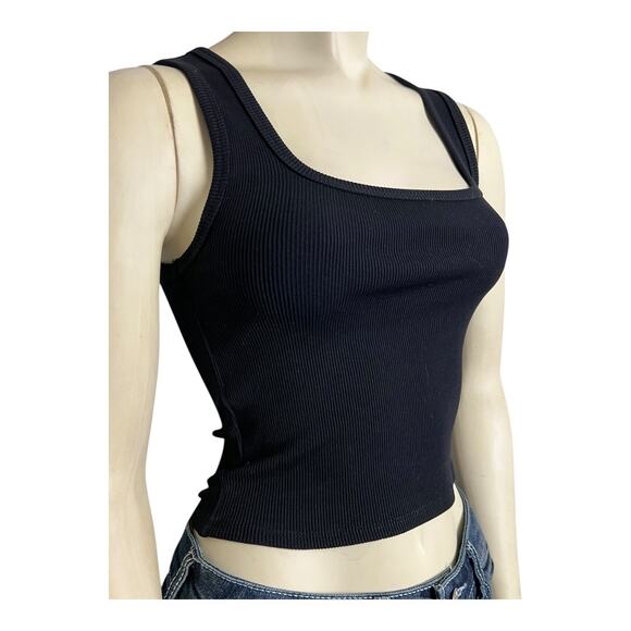 Monday Body Sleeveless Cropped Tank Top Black Womens S Casual Athleisure Workout - Picture 2 of 5